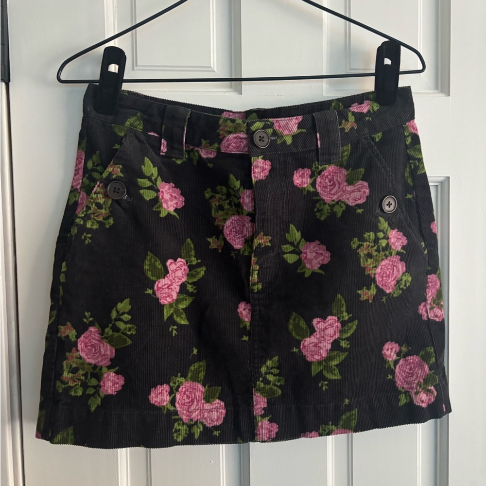 Floral Black Skirt